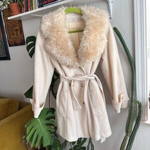 Vintage faux fur coat cream